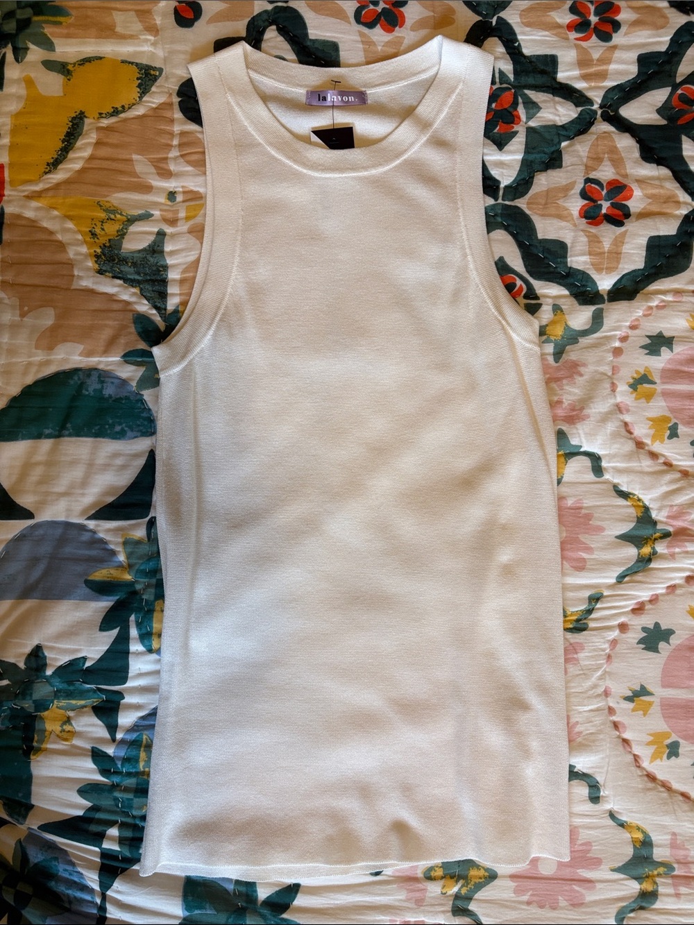 Cream Sleeveless Tank Top Sweater by Lalavon